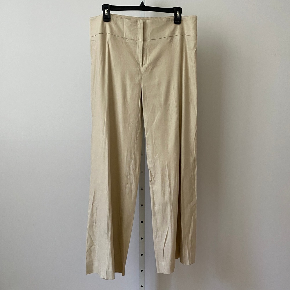 Alberto Makali‎ Linen Office Siren Coastal Wide Leg Trousers 12 Beige Tan